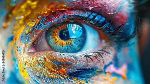 Artistic close-up of a colorful and vibrant eye