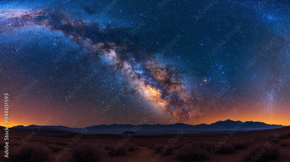 Fototapeta premium Serene Beauty of Mono Dark Sky Reserve - Majestic Night Sky with Bright Stars and Milky Way Over Vast Landscape