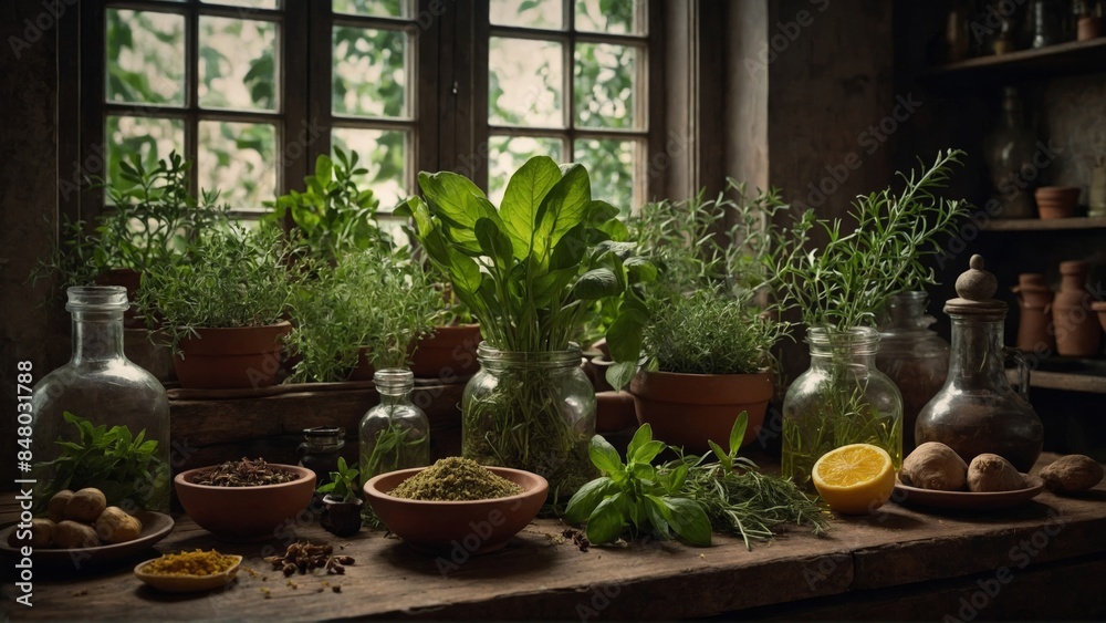 Fototapeta premium Herbal Kitchen Display
