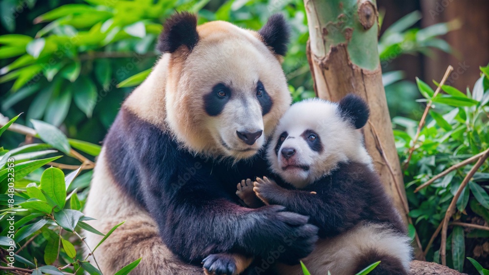Obraz premium Giant panda bear in the zoo.