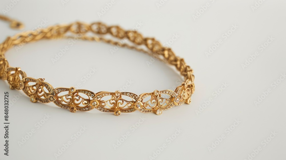 Obraz premium The necklace placed on a white background