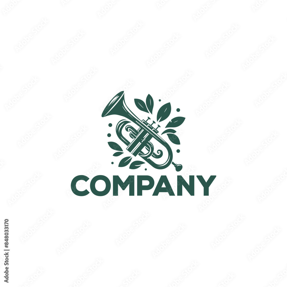 Logo design of a musical instrument in a vintage style. 