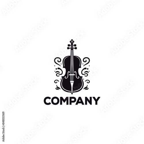 Logo design of a musical instrument in a vintage style. 