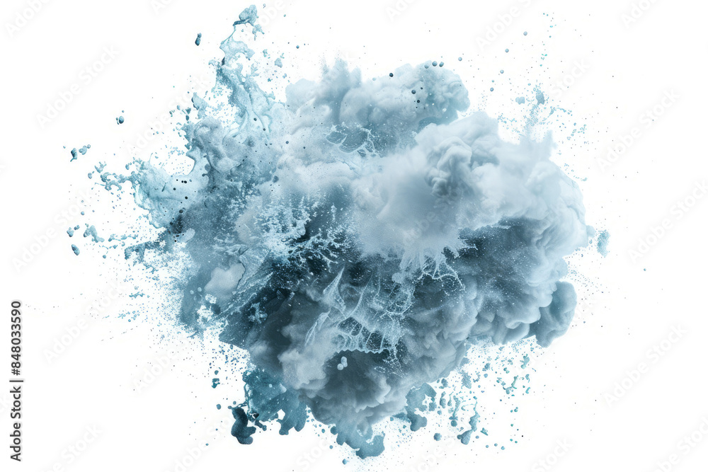 Dynamic water explosion effect, isolated on a white background Dynamic water explosion effect, isolated on a white background