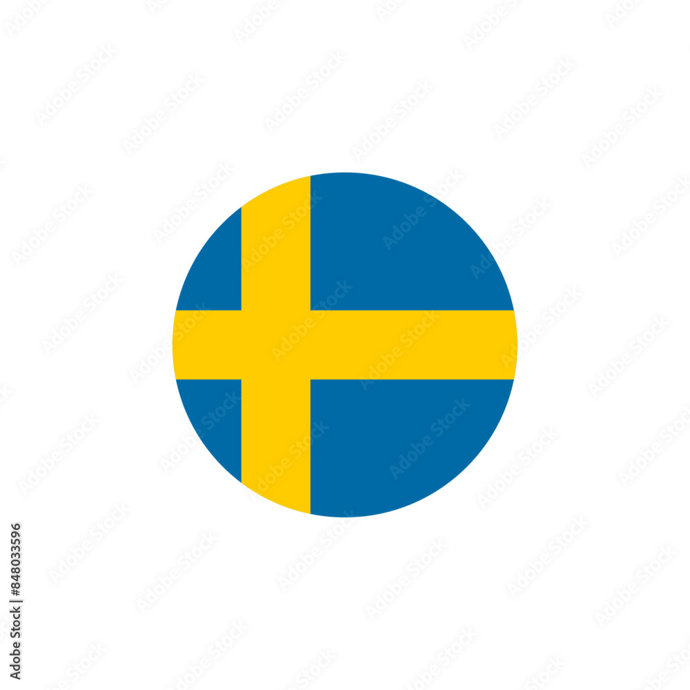 Round Sweden country flag design element