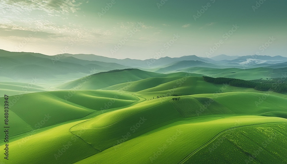 Aerial landscape featuring beautiful scenery on a green background Aerial landscape featuring beautiful scenery on a green background