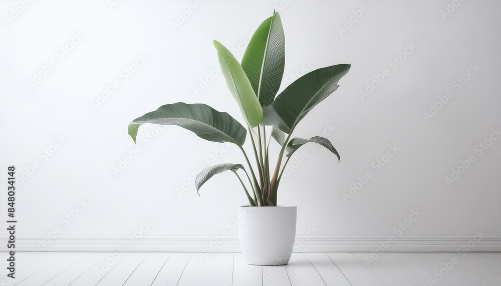 Potted banana plant isolated on white background Potted banana plant isolated on white background