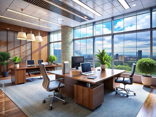 modern office interior generative ai © Hall