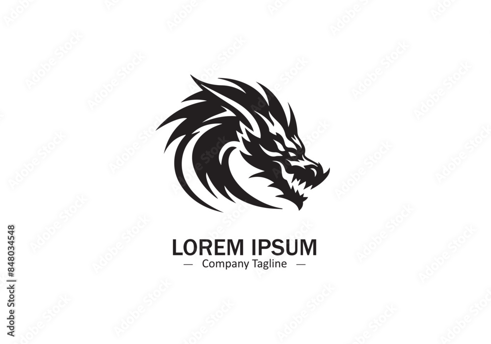 Vector of a Dragon logo silhouette on a white background. Angry and aggressive dragon, Chinese festival Vector of a Dragon logo silhouette on a white background. Angry and aggressive dragon, Chinese festival