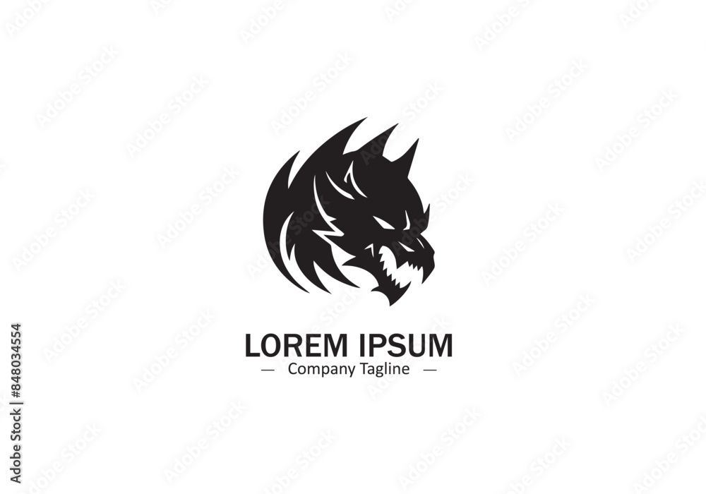 Vector of a Dragon logo silhouette on a white background. Angry dragon Vector of a Dragon logo silhouette on a white background. Angry dragon