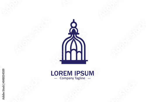 Vector of a Islamic lantern logo silhouette on a white background.