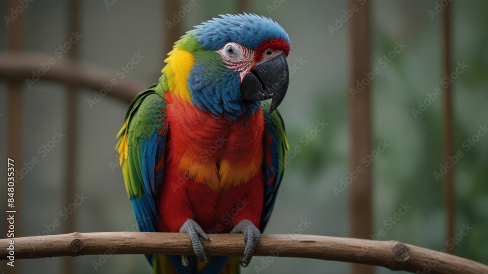 Obraz premium Colorful Parrot Perched on Branch