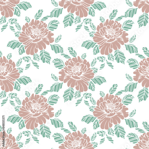 Wallpaper Mural Seamless pattern, hand-drawn delicate peonies in pastel colors, print. Floral vintage background, design for textile Torontodigital.ca