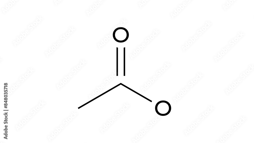 acetate molecule, structural chemical formula, ball-and-stick model, isolated image salt