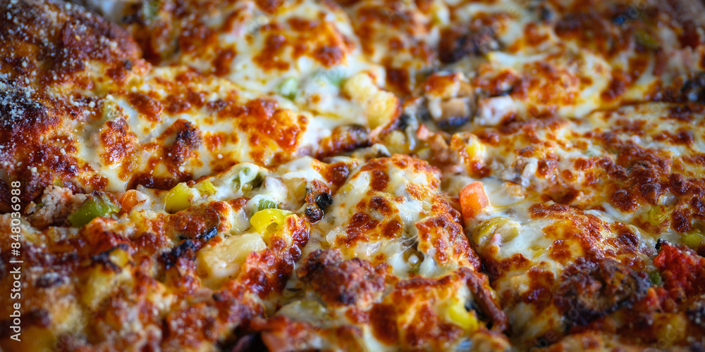 Chicago Style Pizza with everything. close-up Chicago Style Pizza with everything. close-up