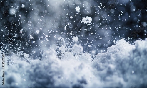 Close-up of snow bursting, closeup view of snow, nature background