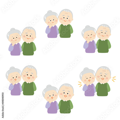おしどり夫婦のイラストセット