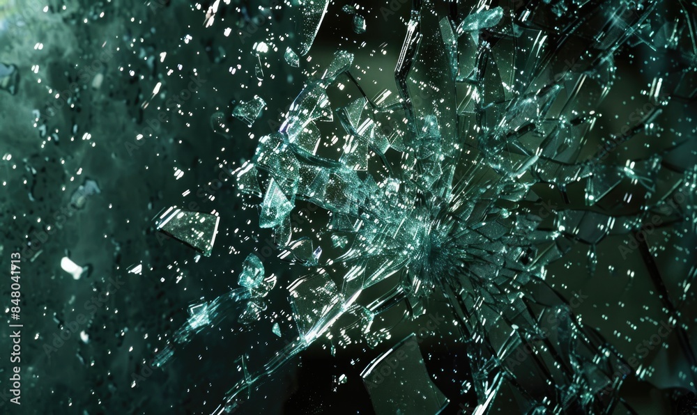 Naklejka premium Detailed image of glass shattering