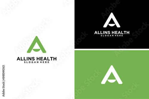 Initial letter A on medical icon for healthy, health care, and medicine logo design concept vector