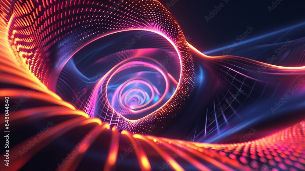 stock photo of 3D Abstract Wavy Spiral Background, Neon Lighting stock photo of 3D Abstract Wavy Spiral Background, Neon Lighting