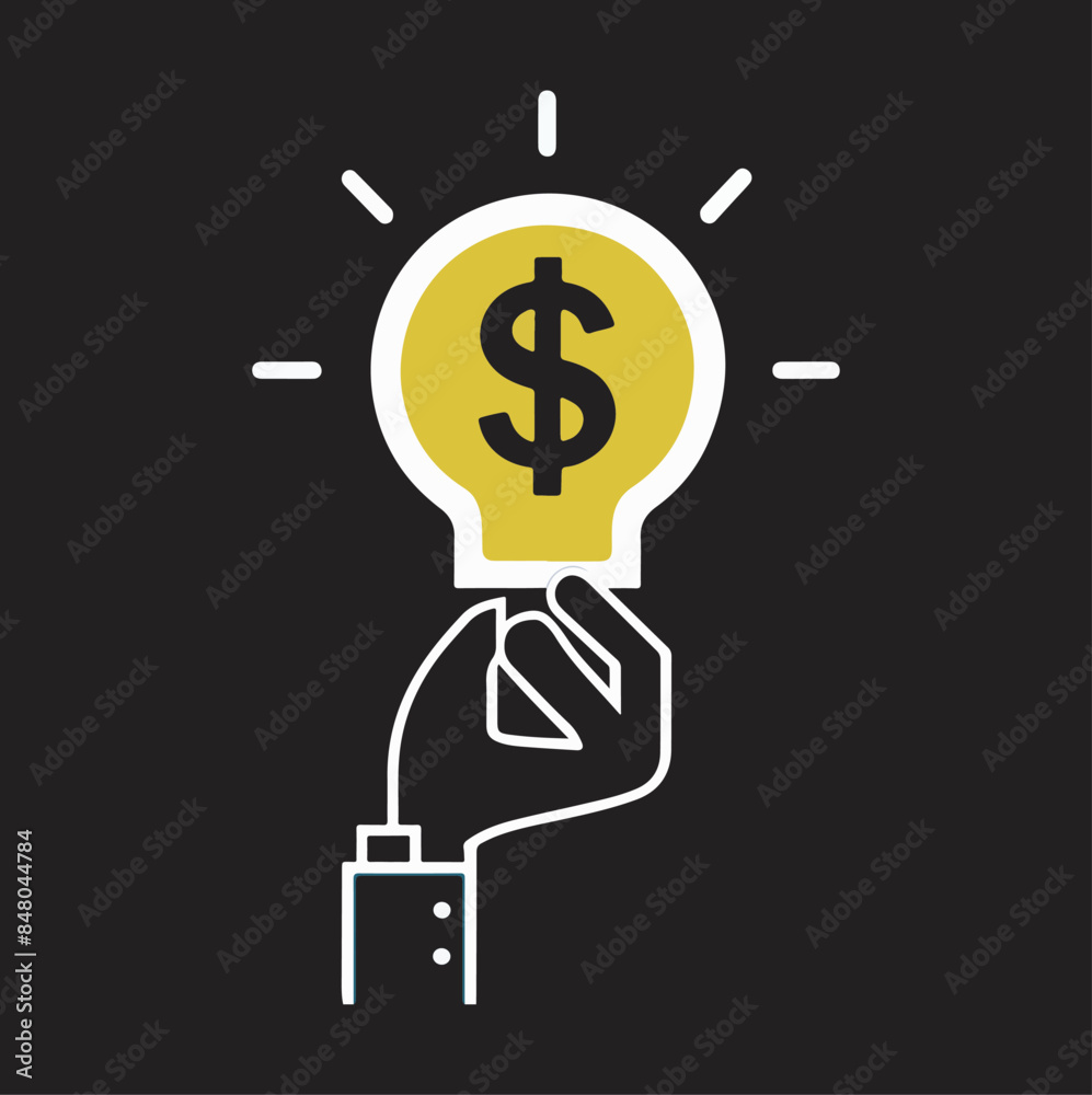hand holding a light bulb with a dollar symbol icon vector silhouette hand holding a light bulb with a dollar symbol icon vector silhouette