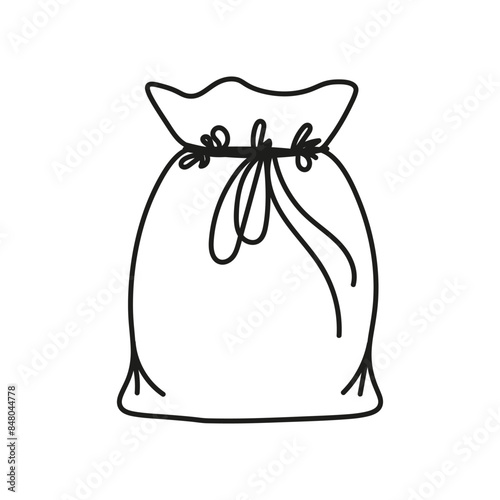 Vector canvas sack isolated on white background. Hand drawn bag.