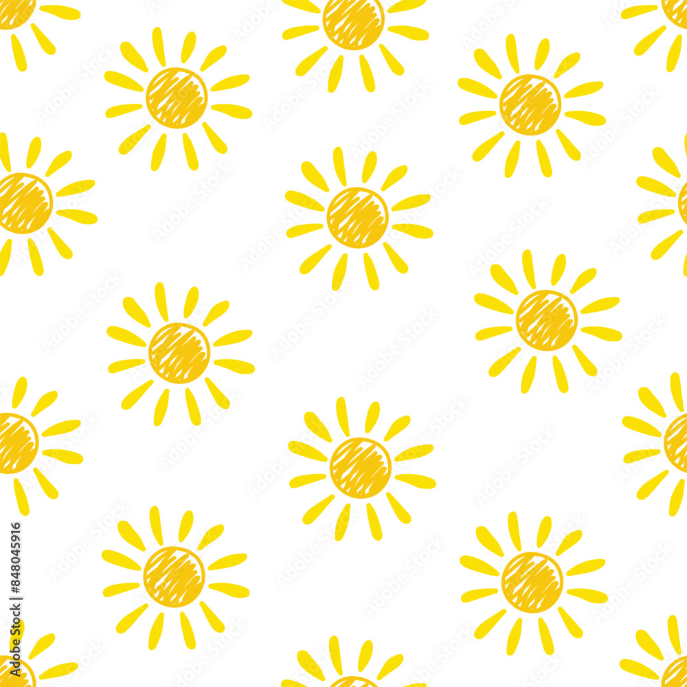 Cute background with hand drawn sun. Summer design. Vector illustration Cute background with hand drawn sun. Summer design. Vector illustration