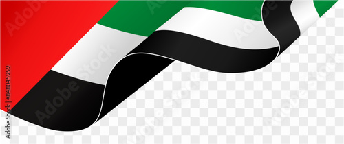 United Arab Emirates or UAE flag wave isolated on png or transparent background vector illustration. 