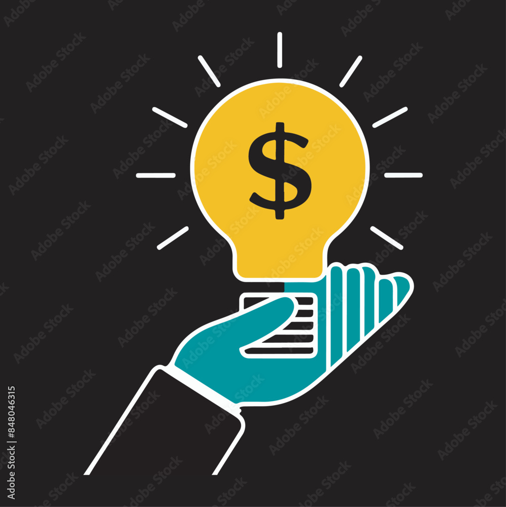 hand holding a light bulb with a dollar symbol icon vector silhouette hand holding a light bulb with a dollar symbol icon vector silhouette