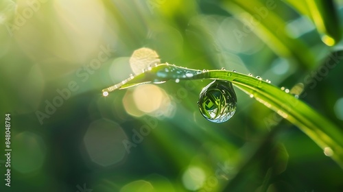 Close-up of a dew drop reflecting the world 32k, full ultra HD, high resolution