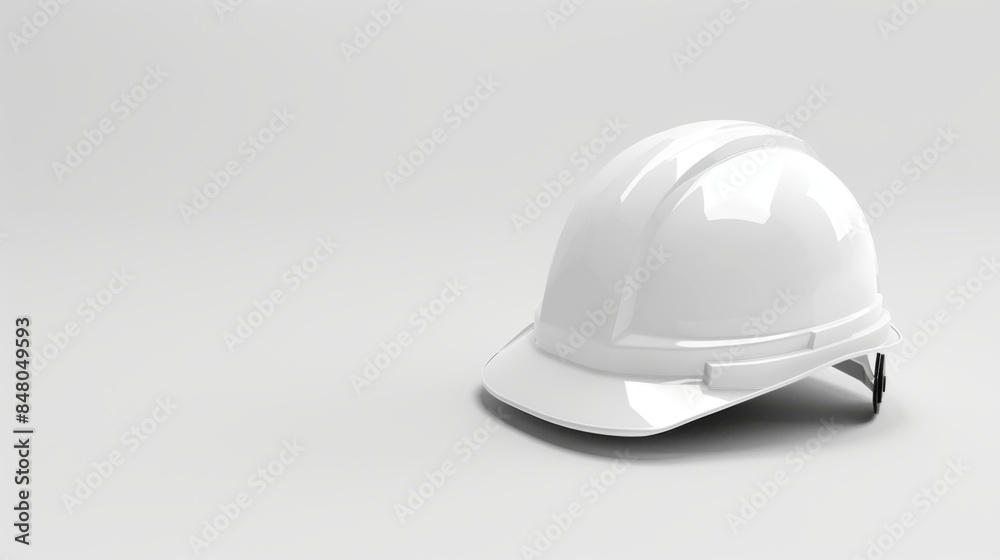 A minimalist image showcasing a white safety helmet isolated on a grey background. A minimalist image showcasing a white safety helmet isolated on a grey background.