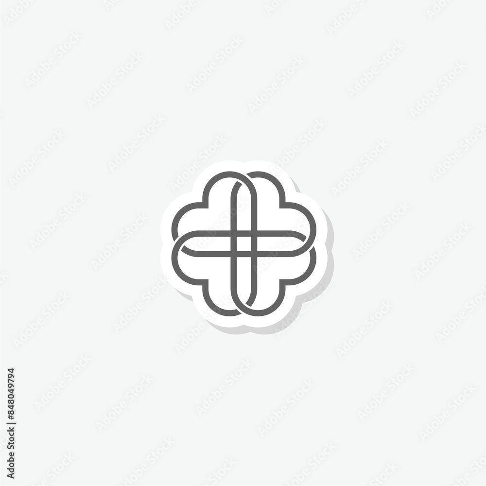 Four leaf clover icon. St Patrick clover icon sticker isolated on gray background Four leaf clover icon. St Patrick clover icon sticker isolated on gray background