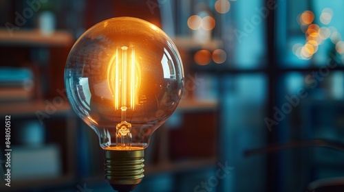 "The stock photo showcases a bright lamp, symbolizing business success or educational learning, and representing the brilliance of innovative ideas and enl