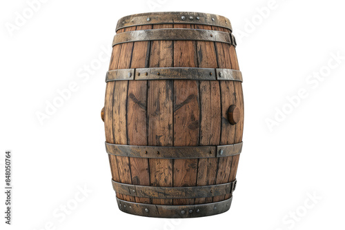 Authentic wooden barrel isolated on transparent back ground