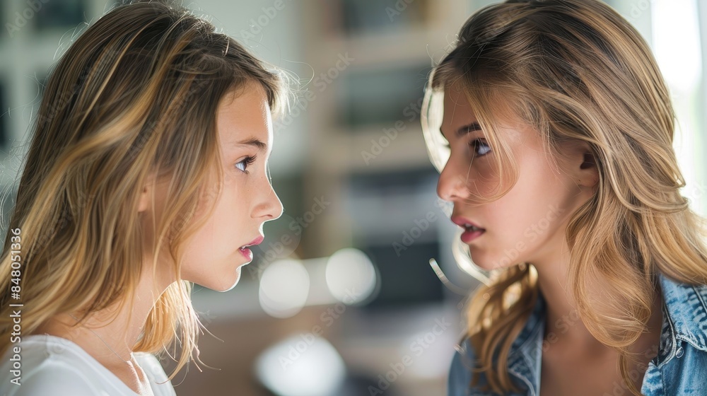 This image focuses on the body language and style of two women in conversation, with their facial areas intentionally obscured This image focuses on the body language and style of two women in conversation, with their facial areas intentionally obscured