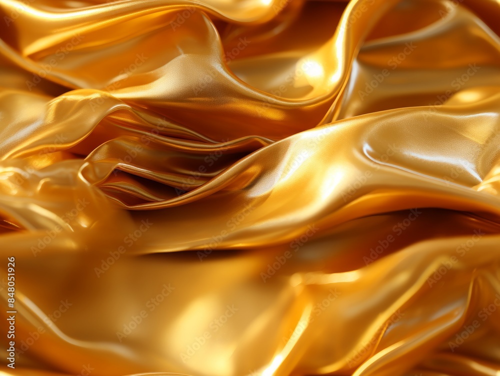 Close up of smooth, flowing gold satin fabric Close up of smooth, flowing gold satin fabric