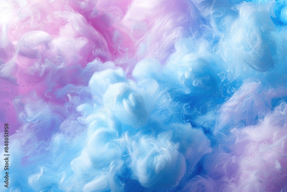 A close-up view of a colorful cloud of blue and pink dye A close-up view of a colorful cloud of blue and pink dye