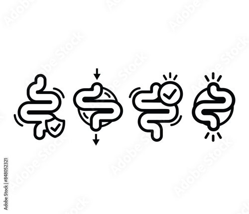digestive icon symbol vector design black white colors simple line illustration collections sets