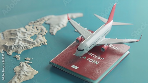 a plane placed on passport，Business trips, tourist vacations