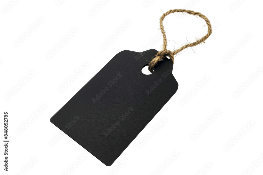 Fototapeta premium Blank black price tag isolated on transparent background