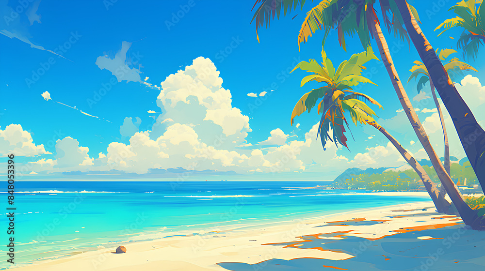 beautiful tropical beach banner, Sand and coconut trees beautiful tropical beach banner, Sand and coconut trees