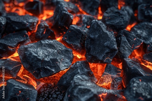 A close-up view of a large pile of coal
