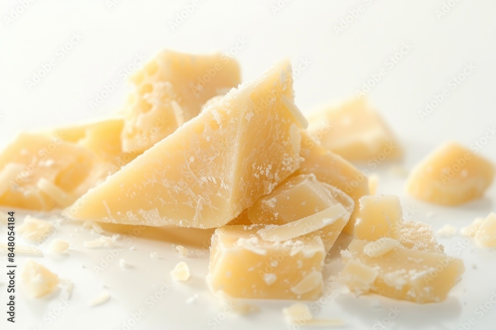 A plate of cheese sitting on a white table, perfect for a snack or serving at a gathering A plate of cheese sitting on a white table, perfect for a snack or serving at a gathering