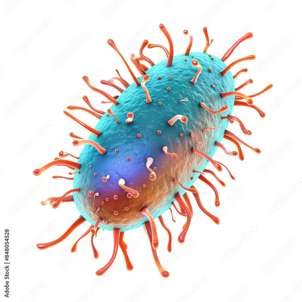 Motile Bacterium with Flagella cut out transparent isolated on white background PNG file
