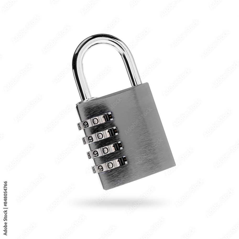 Combination padlock in air on white background Combination padlock in air on white background