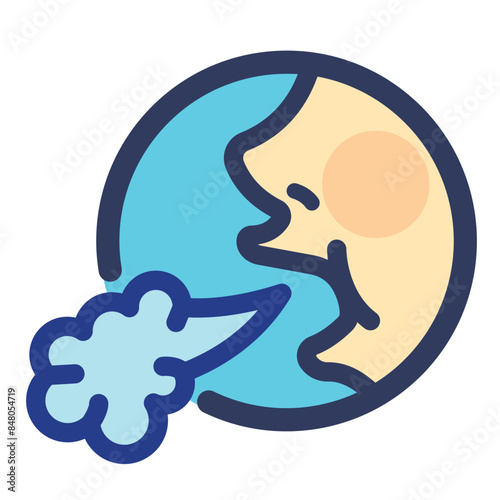 Burp and sigh colorful icon sign illustration with outline isolated on square white background. Simple flat cartoon art styled drawing.