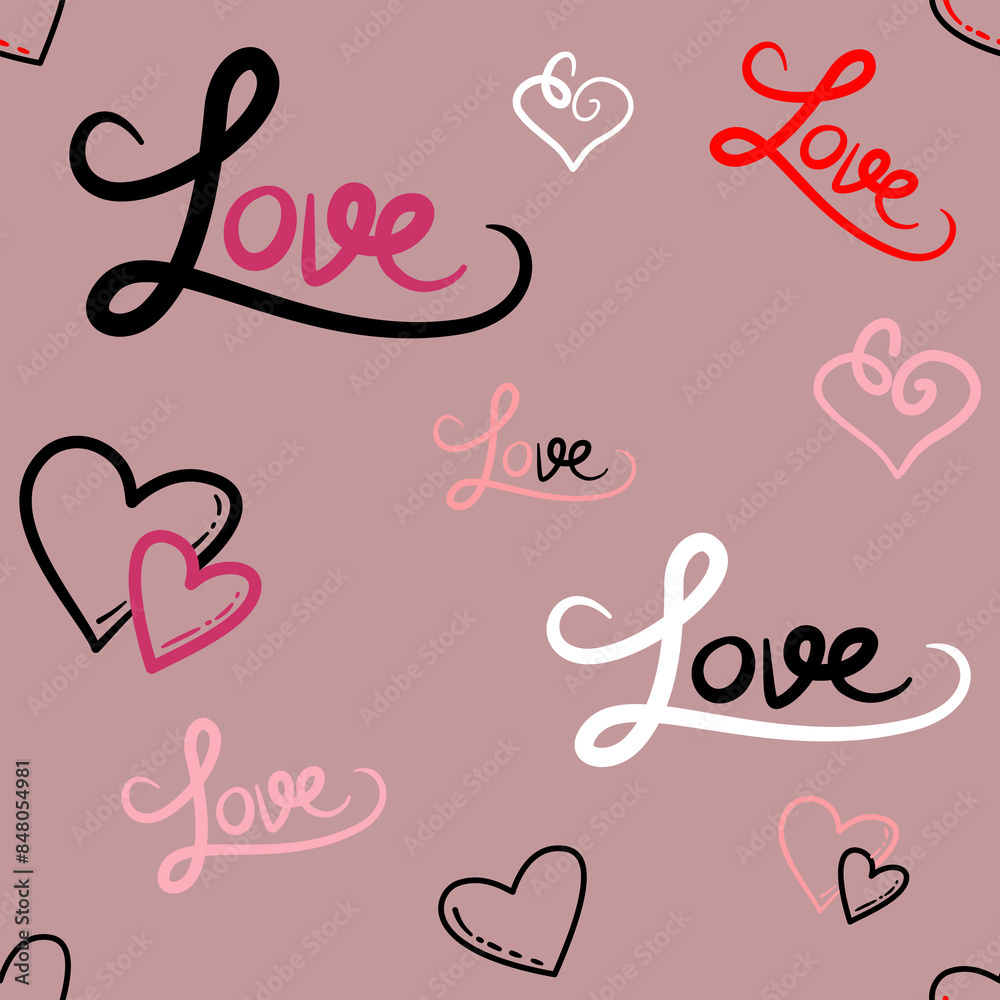 Seamless line art text I love you and heart decoration Can be used in many ways Seamless line art text I love you and heart decoration Can be used in many ways