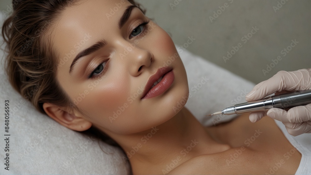 Obraz premium Woman receiving facial cosmetic procedure