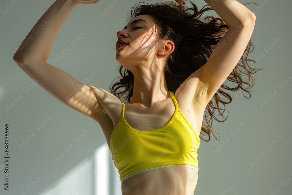 Body confident young woman dancing in sportswear, Body confident young woman dancing in sportswear,