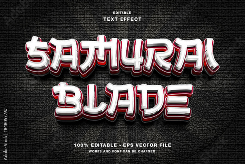Samurai Blade 3D Editable Text Effect Template Style Premium Vector